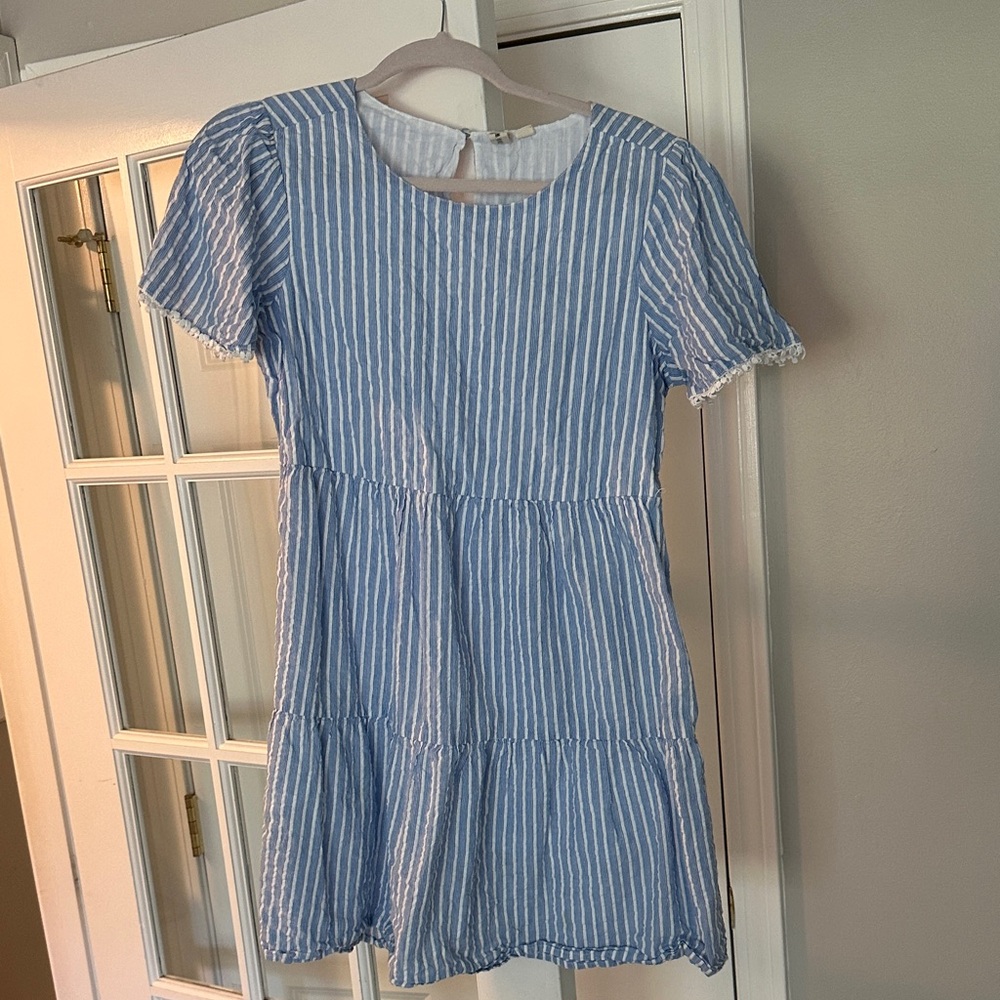 Studio West Striped Blue and White Kids Dress
